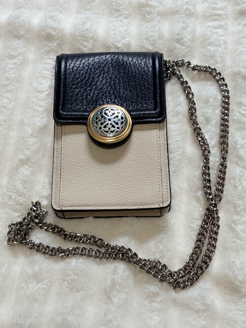 Rare Brighton Ferrara crossbody bag/ phone organizer black and cream